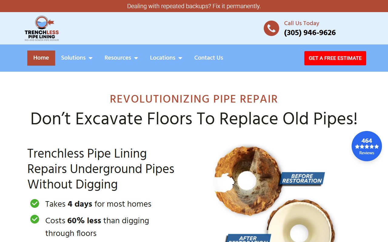 Trenchless Pipe Lining South Florida