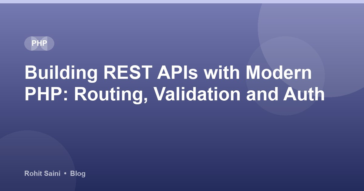 Building REST APIs with Modern PHP: Routing, Validation and Auth