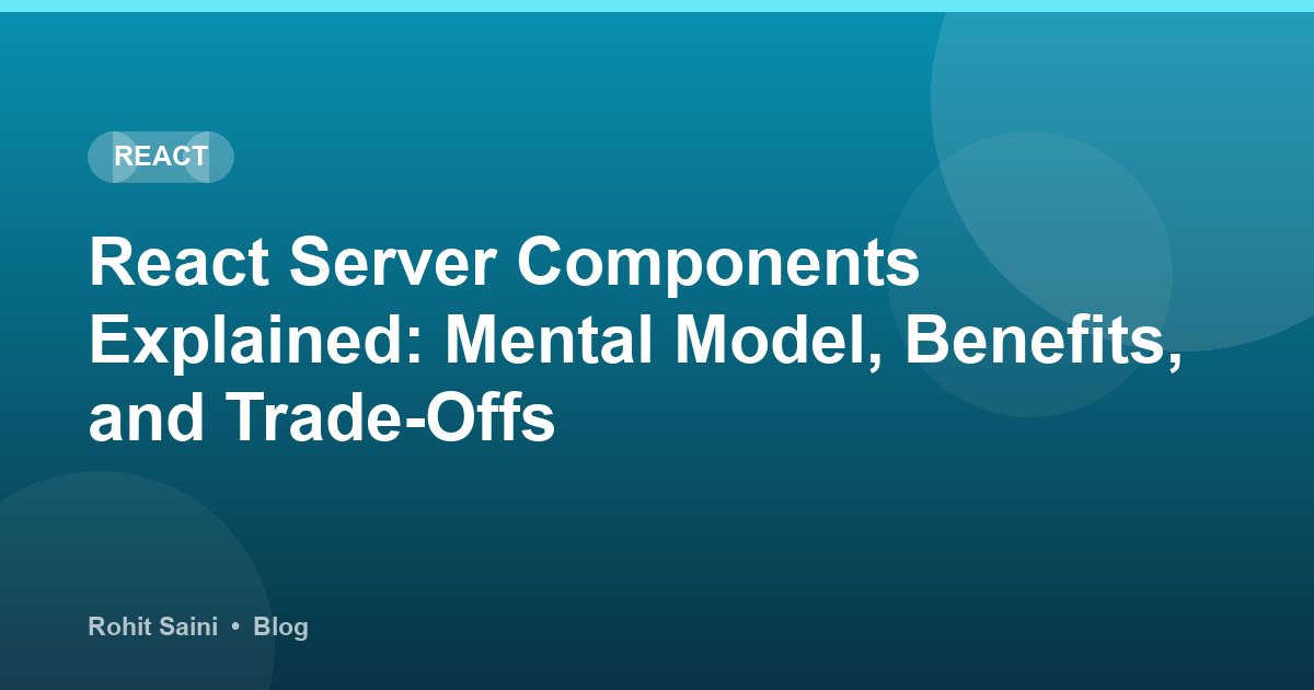 React Server Components Explained: Mental Model, Benefits, and Trade-Offs