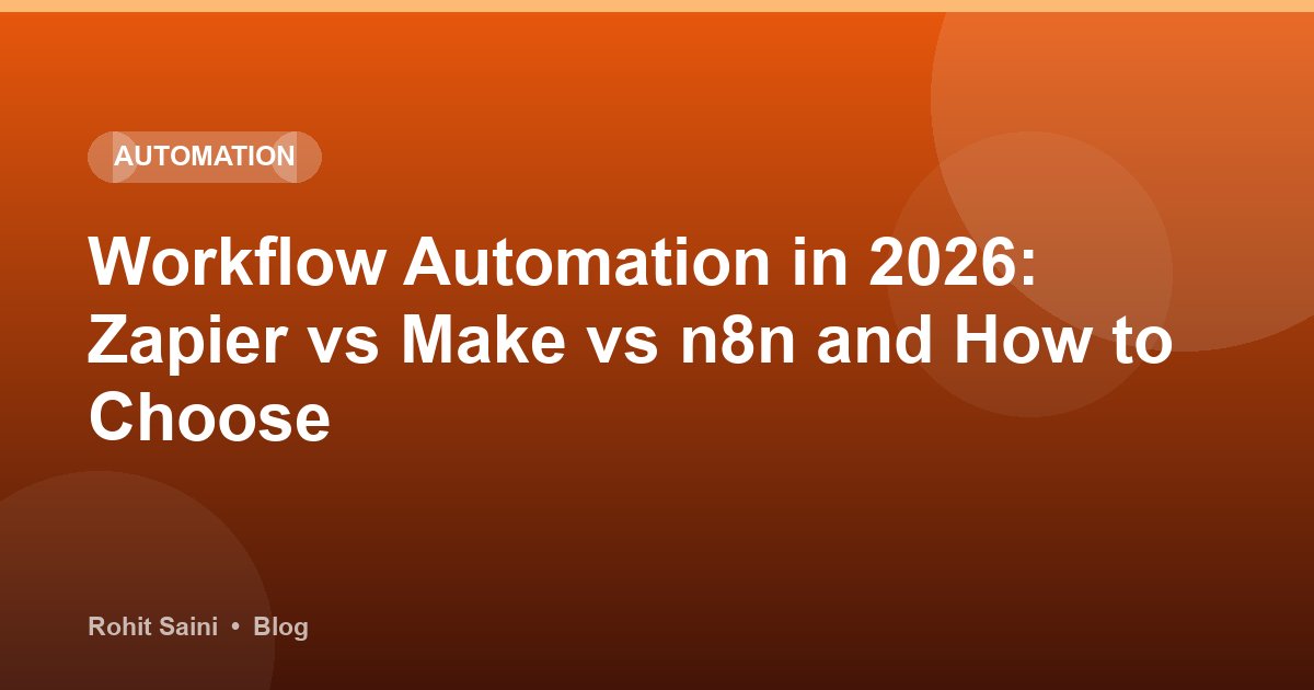Workflow Automation in 2026: Zapier vs Make vs n8n and How to Choose