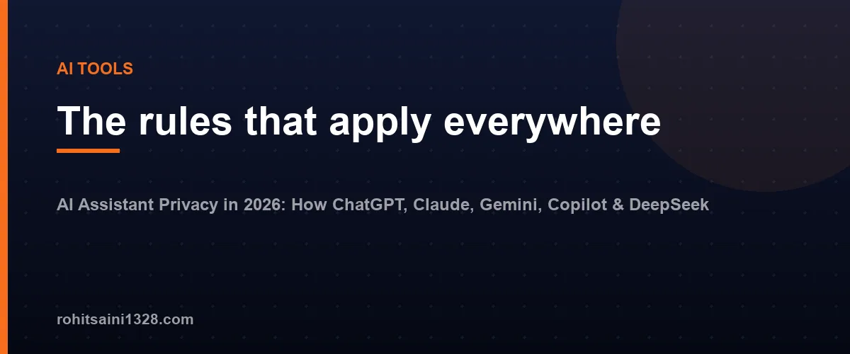 The rules that apply everywhere — AI Assistant Privacy in 2026: How ChatGPT, Claude, Gemini, Copilot & DeepSeek Handle Your Data