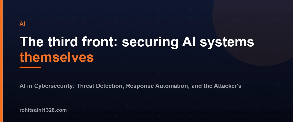 The third front: securing AI systems themselves β AI in Cybersecurity: Threat Detection, Response Automation, and the Attacker's Playbook