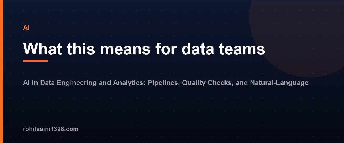 What this means for data teams โ AI in Data Engineering and Analytics: Pipelines, Quality Checks, and Natural-Language BI