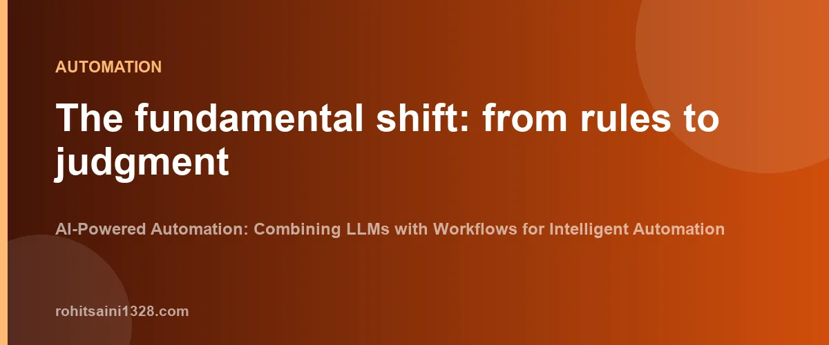 The fundamental shift: from rules to judgment β AI-Powered Automation: Combining LLMs with Workflows for Intelligent Automation