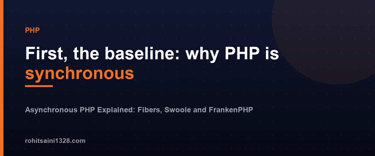 First, the baseline: why PHP is synchronous โ Asynchronous PHP Explained: Fibers, Swoole and FrankenPHP