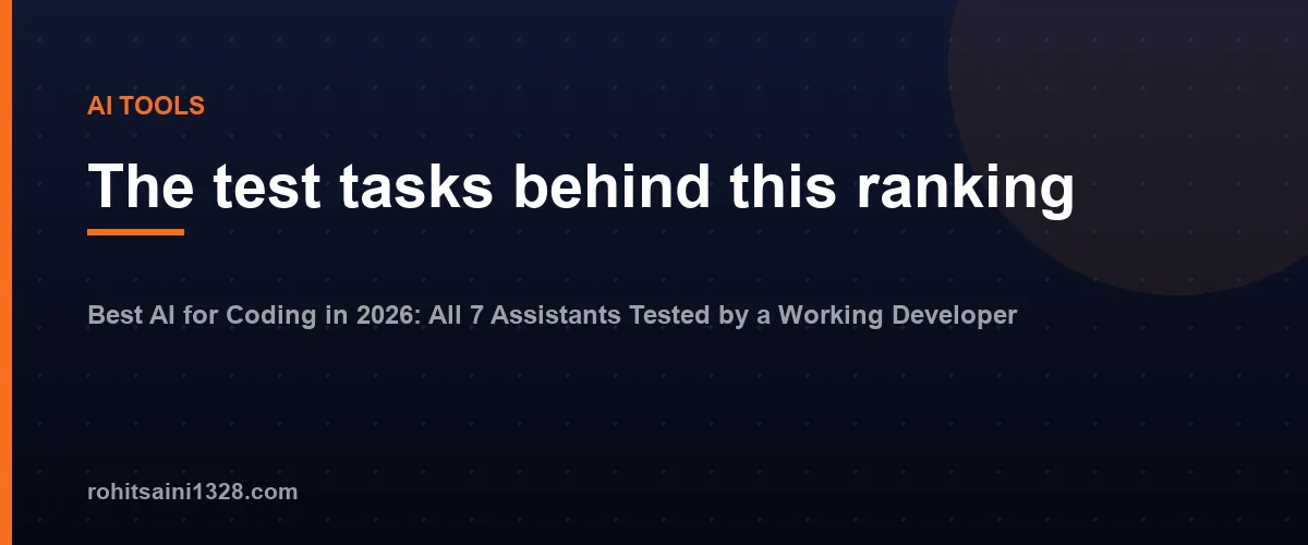 The test tasks behind this ranking โ Best AI for Coding in 2026: All 7 Assistants Tested by a Working Developer
