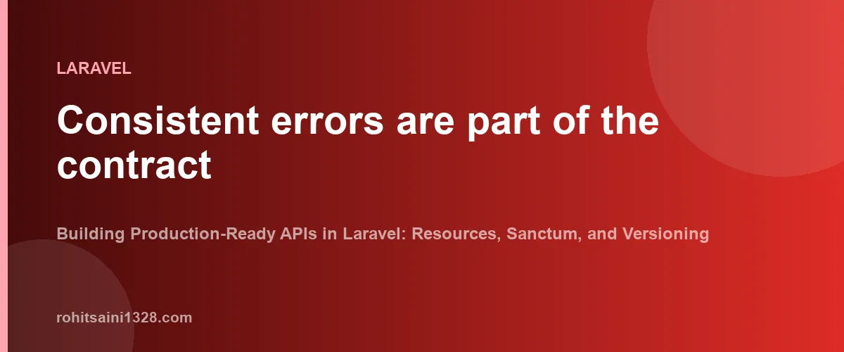 Consistent errors are part of the contract — Building Production-Ready APIs in Laravel: Resources, Sanctum, and Versioning