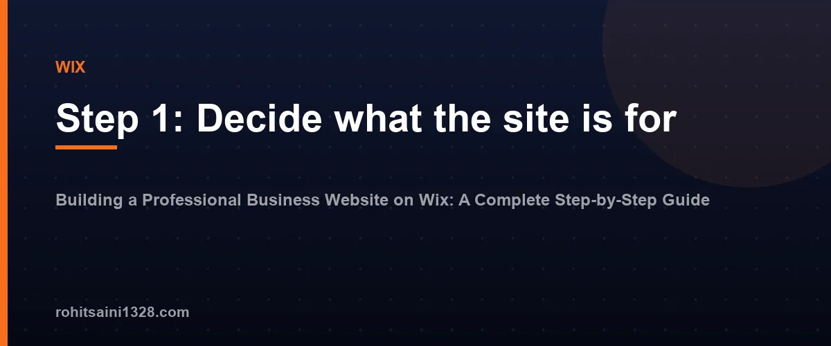 Step 1: Decide what the site is for โ Building a Professional Business Website on Wix: A Complete Step-by-Step Guide