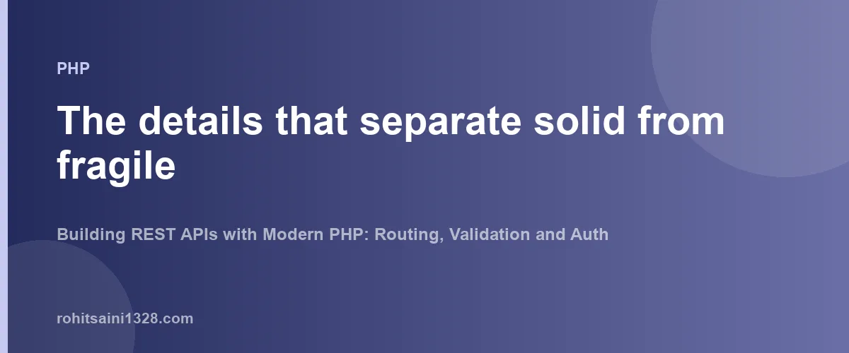 The details that separate solid from fragile — Building REST APIs with Modern PHP: Routing, Validation and Auth