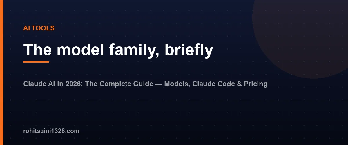 The model family, briefly — Claude AI in 2026: The Complete Guide — Models, Claude Code & Pricing