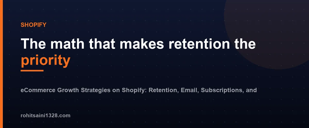The math that makes retention the priority β eCommerce Growth Strategies on Shopify: Retention, Email, Subscriptions, and Upsells