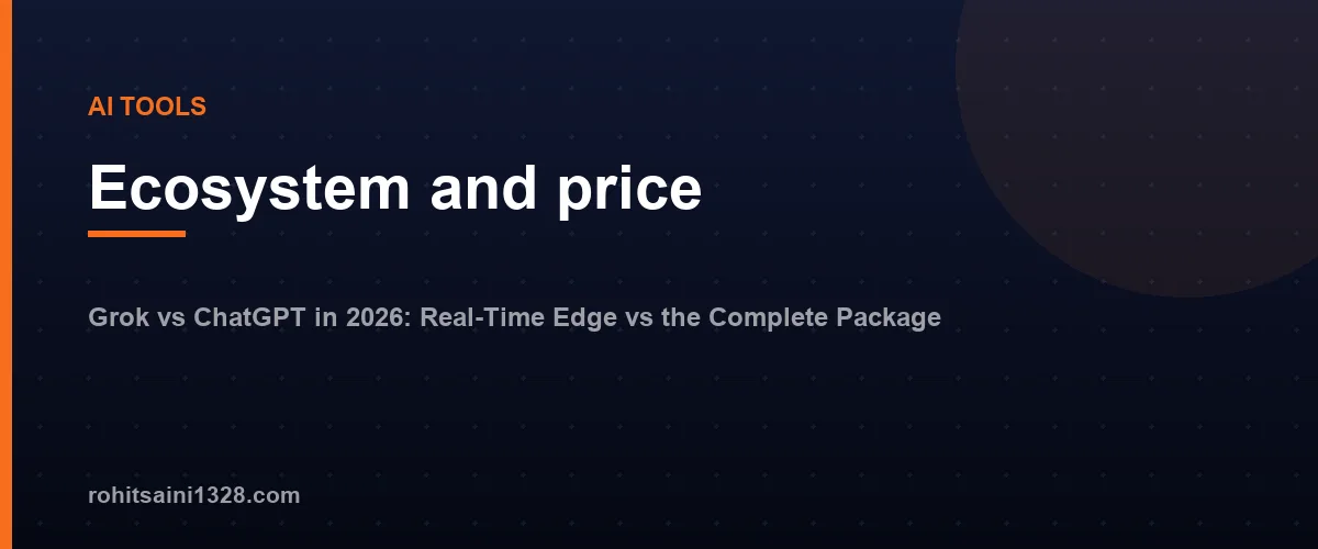 Ecosystem and price โ Grok vs ChatGPT in 2026: Real-Time Edge vs the Complete Package