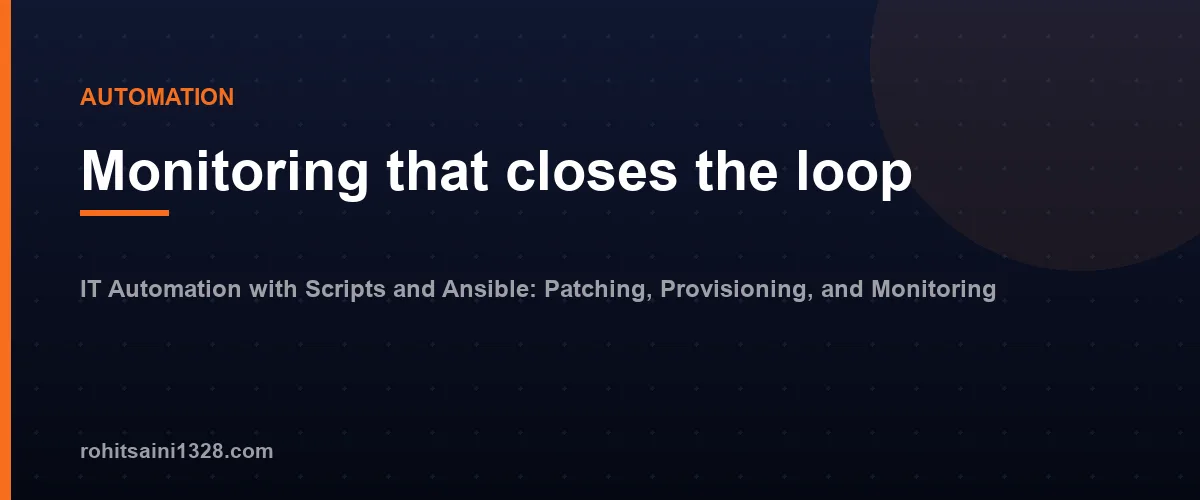 Monitoring that closes the loop โ IT Automation with Scripts and Ansible: Patching, Provisioning, and Monitoring