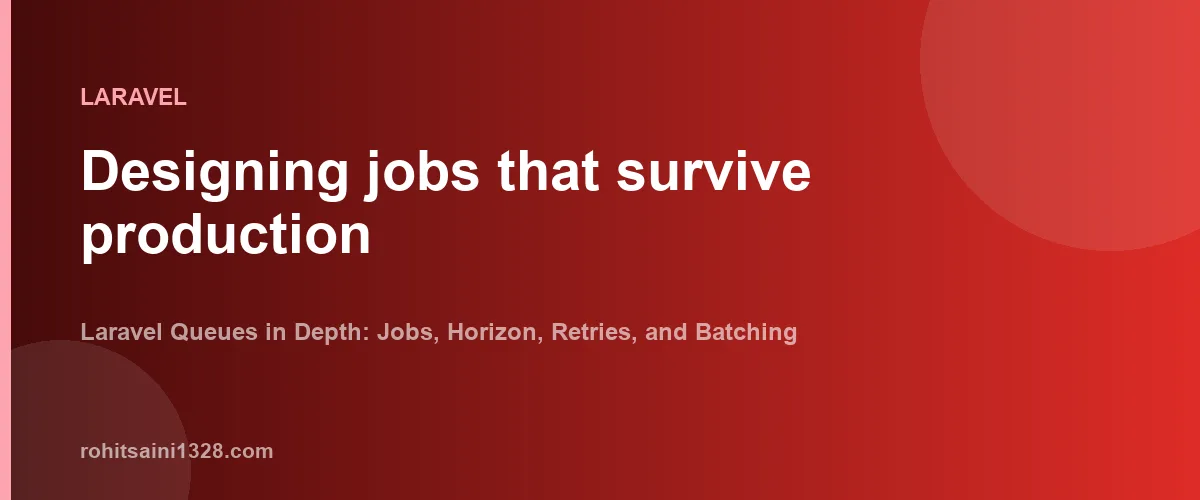 Designing jobs that survive production β Laravel Queues in Depth: Jobs, Horizon, Retries, and Batching