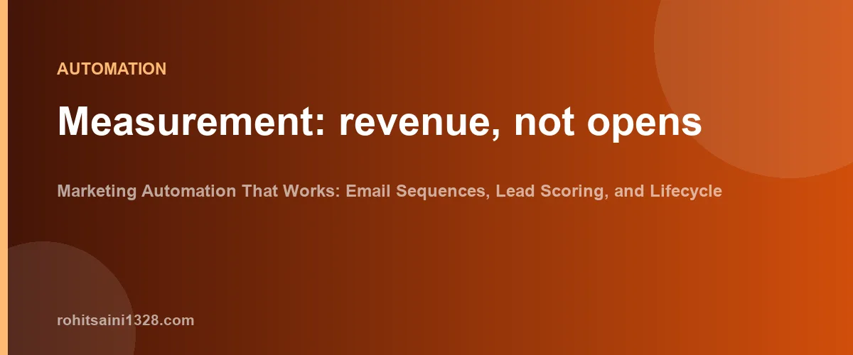 Measurement: revenue, not opens — Marketing Automation That Works: Email Sequences, Lead Scoring, and Lifecycle Campaigns