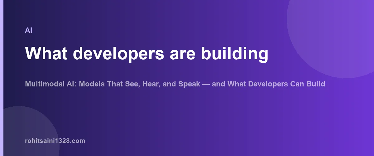 What developers are building — Multimodal AI: Models That See, Hear, and Speak — and What Developers Can Build With Them