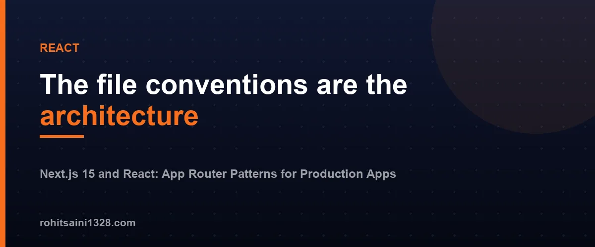 The file conventions are the architecture — Next.js 15 and React: App Router Patterns for Production Apps