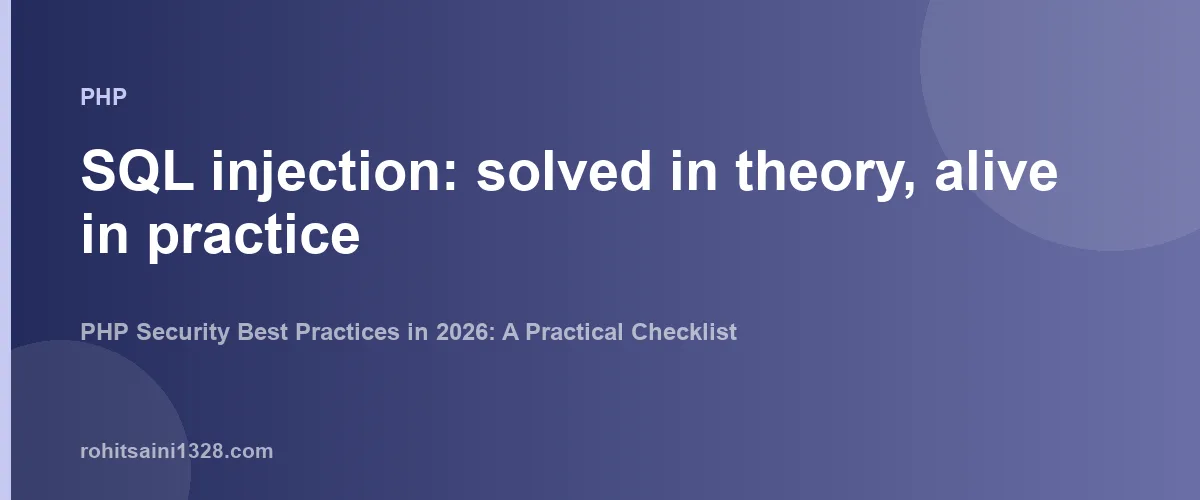 SQL injection: solved in theory, alive in practice β PHP Security Best Practices in 2026: A Practical Checklist