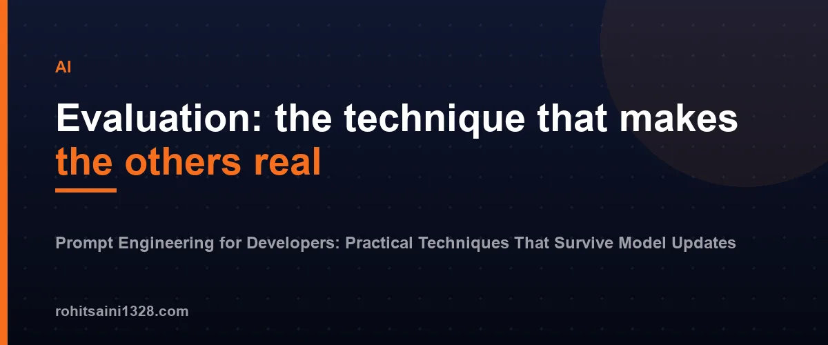Evaluation: the technique that makes the others real — Prompt Engineering for Developers: Practical Techniques That Survive Model Updates