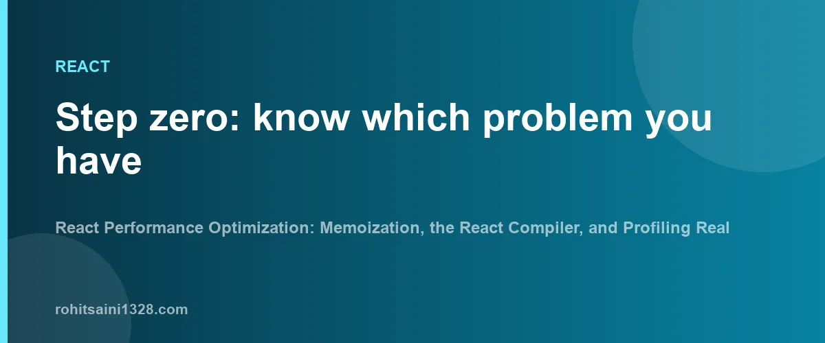 Step zero: know which problem you have β React Performance Optimization: Memoization, the React Compiler, and Profiling Real Apps