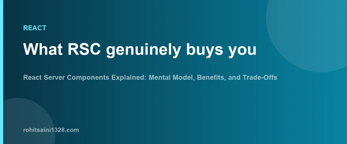 What RSC genuinely buys you β React Server Components Explained: Mental Model, Benefits, and Trade-Offs