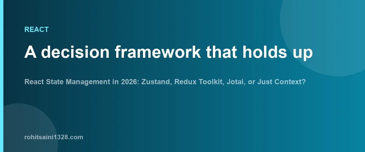 A decision framework that holds up — React State Management in 2026: Zustand, Redux Toolkit, Jotai, or Just Context?