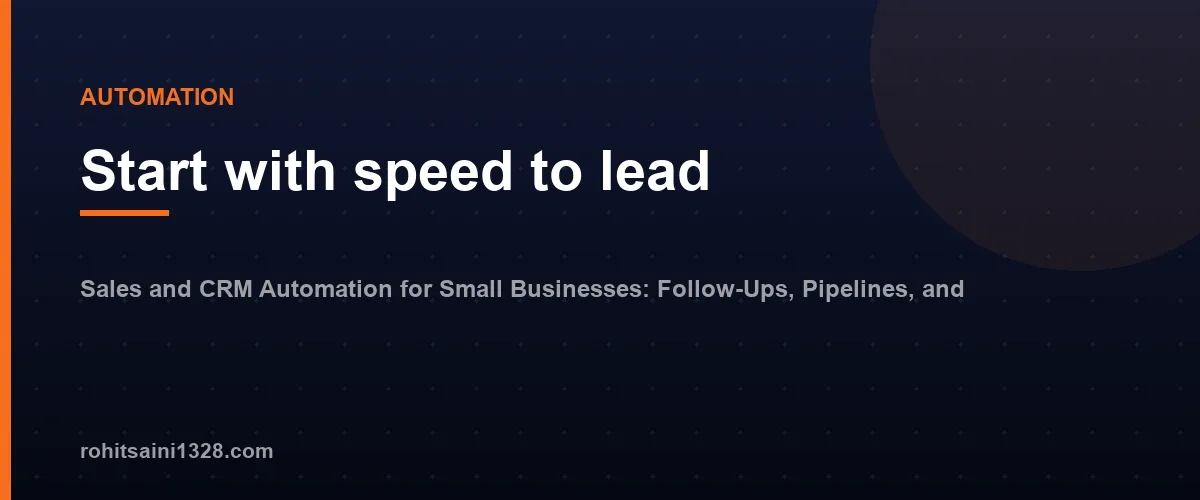 Start with speed to lead โ Sales and CRM Automation for Small Businesses: Follow-Ups, Pipelines, and Reporting