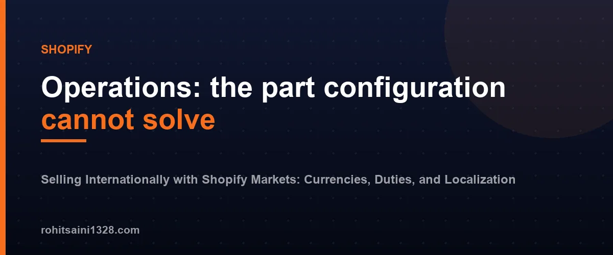 Operations: the part configuration cannot solve — Selling Internationally with Shopify Markets: Currencies, Duties, and Localization