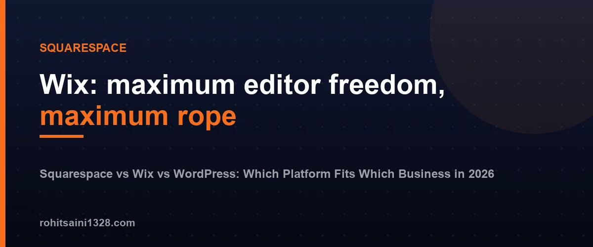 Wix: maximum editor freedom, maximum rope โ Squarespace vs Wix vs WordPress: Which Platform Fits Which Business in 2026