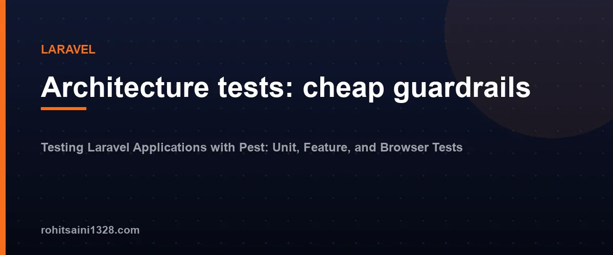 Architecture tests: cheap guardrails — Testing Laravel Applications with Pest: Unit, Feature, and Browser Tests