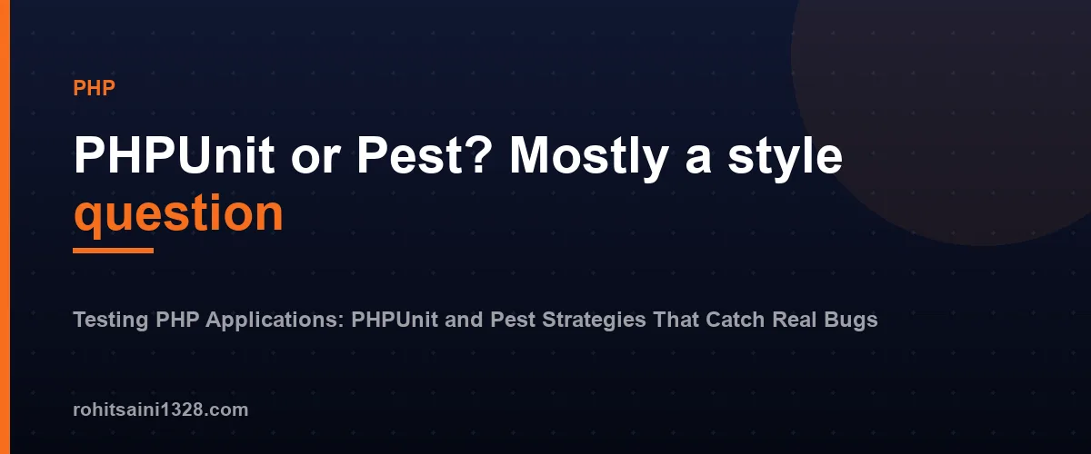 PHPUnit or Pest? Mostly a style question — Testing PHP Applications: PHPUnit and Pest Strategies That Catch Real Bugs