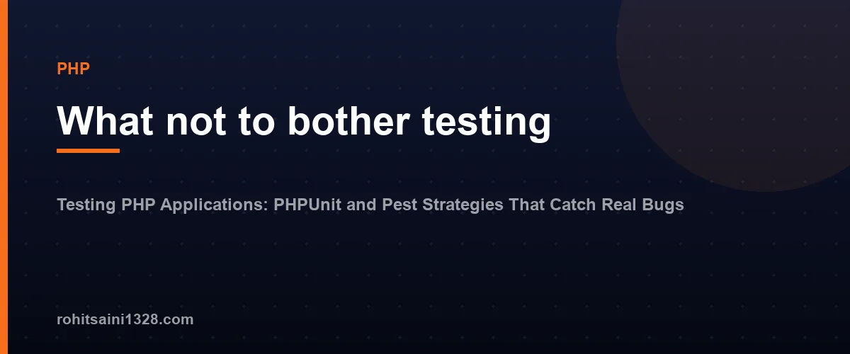 What not to bother testing — Testing PHP Applications: PHPUnit and Pest Strategies That Catch Real Bugs