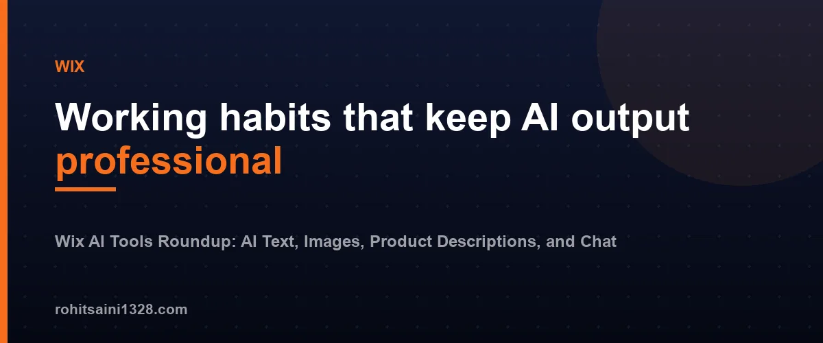 Working habits that keep AI output professional โ Wix AI Tools Roundup: AI Text, Images, Product Descriptions, and Chat