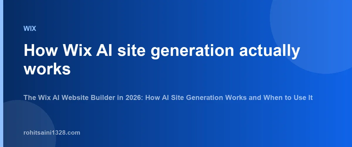 How Wix AI site generation actually works — The Wix AI Website Builder in 2026: How AI Site Generation Works and When to Use It