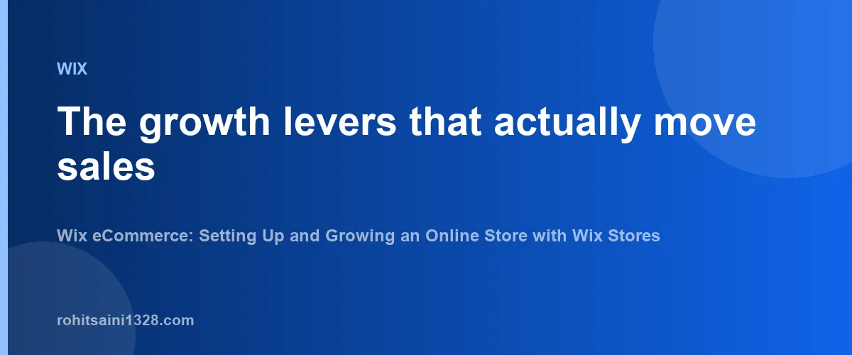 The growth levers that actually move sales β Wix eCommerce: Setting Up and Growing an Online Store with Wix Stores