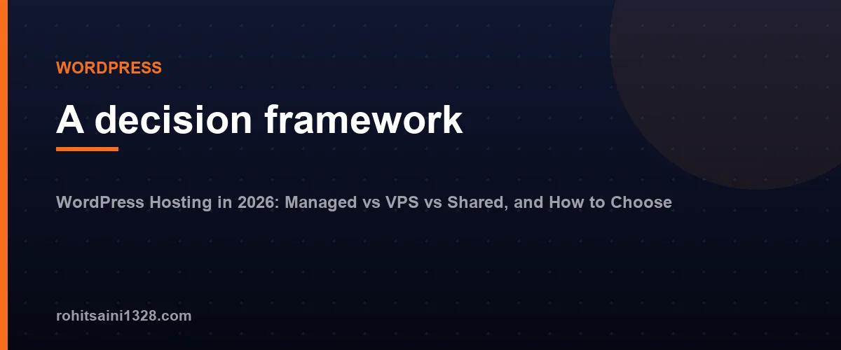 A decision framework — WordPress Hosting in 2026: Managed vs VPS vs Shared, and How to Choose