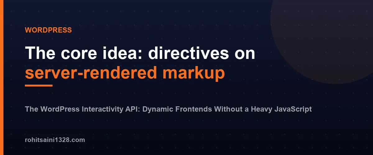 The core idea: directives on server-rendered markup — The WordPress Interactivity API: Dynamic Frontends Without a Heavy JavaScript Framework