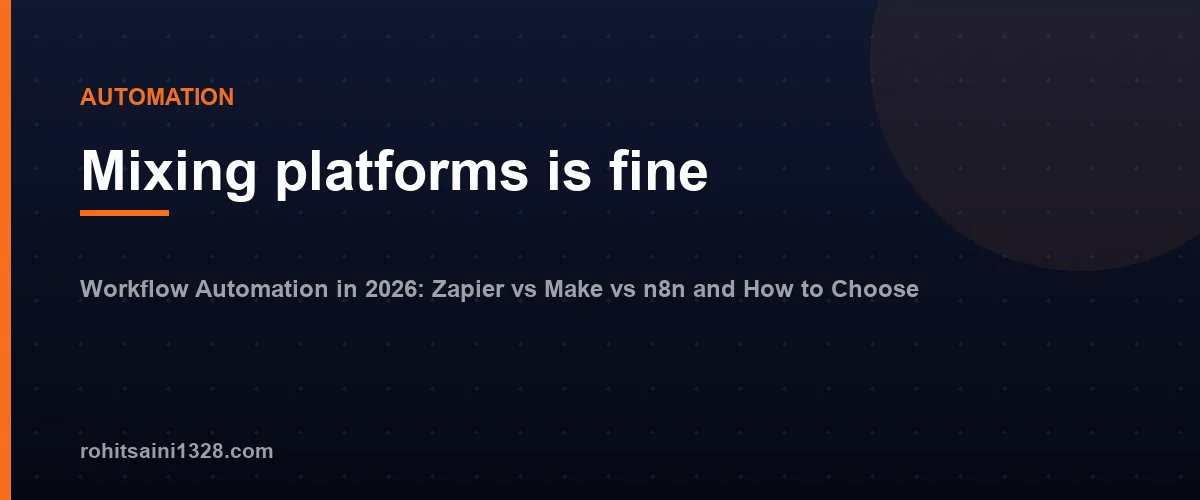 Mixing platforms is fine — Workflow Automation in 2026: Zapier vs Make vs n8n and How to Choose